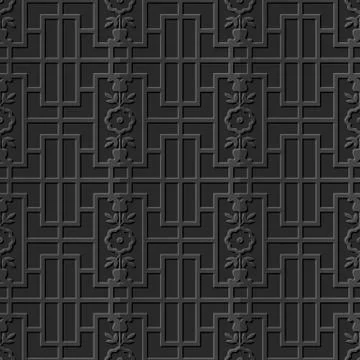 Seamless 3D elegant dark paper art Rectangle Flower Geometry Stock Illustration