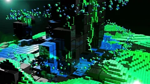Seamless 3D geometric color changing abstract polygon square block shapes moving Видео 64770348