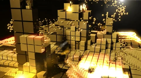 Seamless 3D geometric gold polygon and shapes moving and dancing Stock Footage 63783801