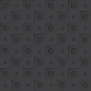 Seamless 3D geometric hole pattern paper cut style on black background vect.. Stock Illustration