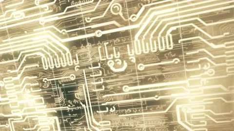 Seamless 3D glowing electricity light movement in electrical circuit retro Stock Footage 61339586