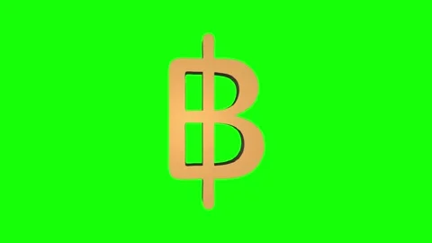 Seamless 3D Gold Thailand Bhat Currency Symbol Rotating on Green Screen Stock Footage 133798708