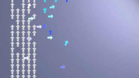 Seamless 3D Loop of Arrows Diverging from Uniform Flow to Symbolize Innovat.. 스톡 동영상 310049403