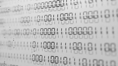 Seamless 3D loop of black binary digits on a bright white grid. 動画素材 344163069