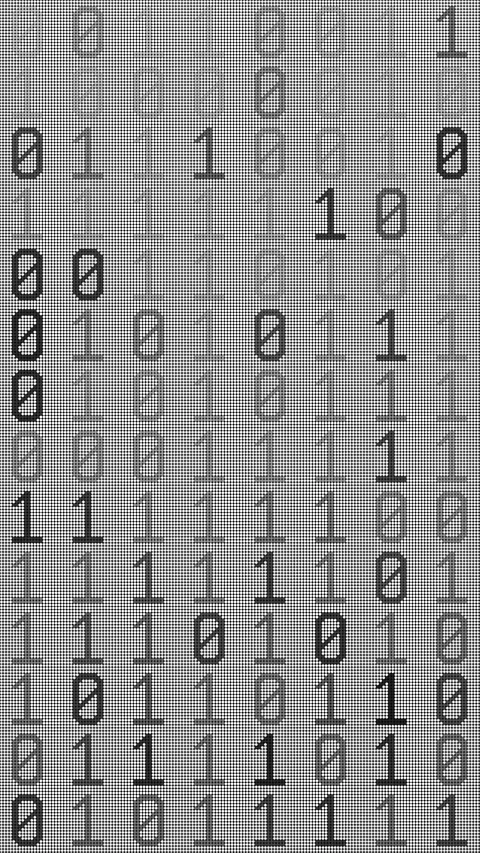 Seamless 3D loop of black binary digits on a white digital screen. Video stock 344164976