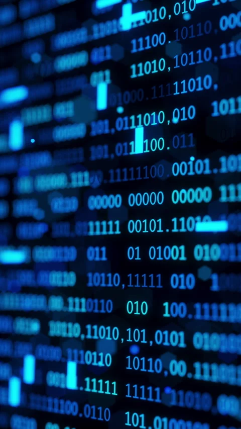 Seamless 3D loop of glowing binary code and digital data flow Stock Footage 341885391