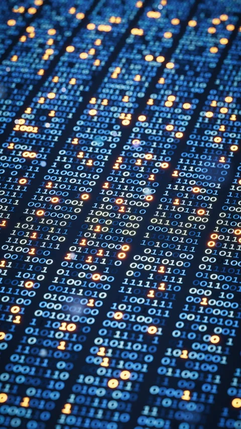 Seamless 3D loop of glowing binary code and digital data. Stock Footage 341888130