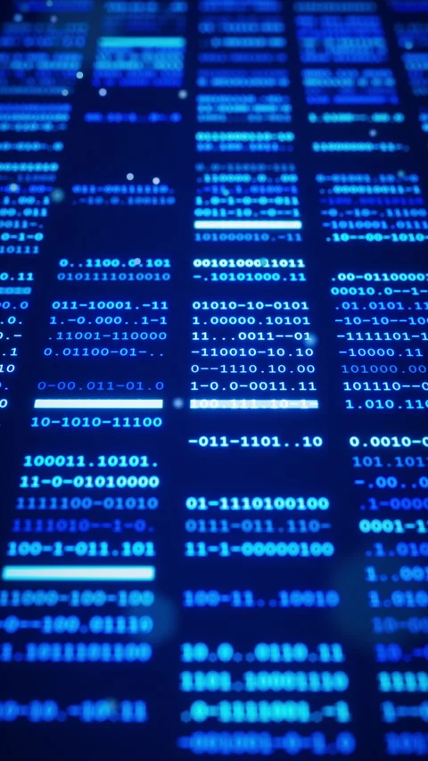 Seamless 3D loop of glowing blue binary code and data streams 動画素材 344170522