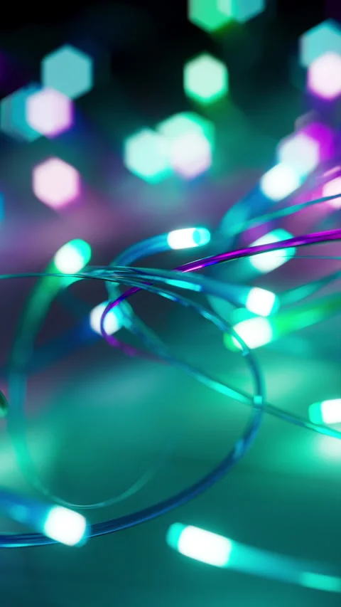 Seamless 3D loop of glowing multicolored cables. Stock Footage 317497460
