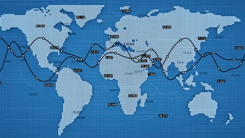 Seamless 3D loop of market graphs and global financial data. Stock Footage 348019879