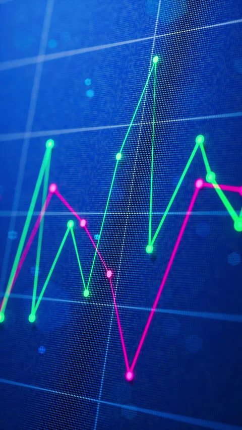 Seamless 3D loop of vibrant market graphs on a digital background. Video stock 325965349