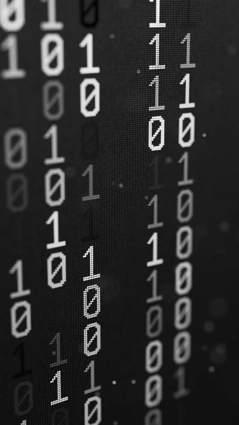 Seamless 3D loop of white binary digits on a dark digital screen. 動画素材 344164504