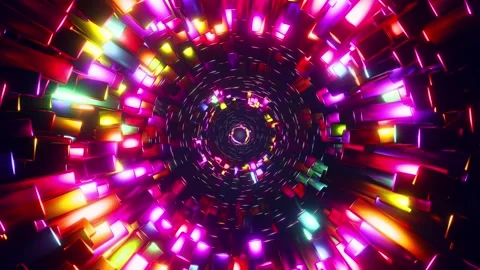 Seamless 3D motion graphic loop traveling through a concentric tunnel of warm 動画素材 340251594