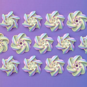 Seamless 3D Pastel Geometric Pattern on Purple Background 스톡 일러스트