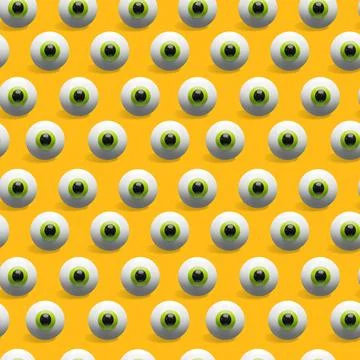 Seamless 3D pattern of cartoon eyeballs Stock Illustration
