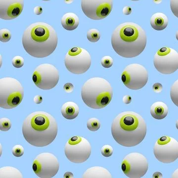 Seamless 3D pattern cartoon eyeballs Stock Illustration