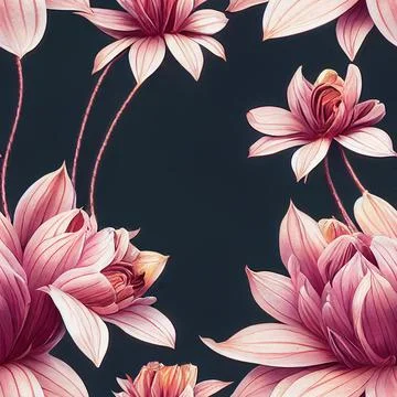 Seamless 3D pattern illustration of a Beautiful summer spring background with tr Stock Illustration