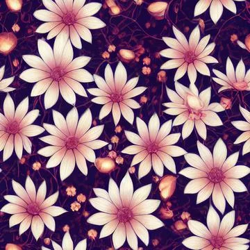 Seamless 3D pattern illustration of a Beautiful summer spring background with tr Stock Illustration