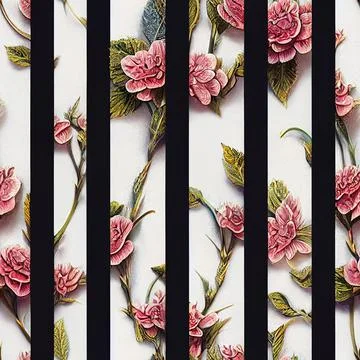 Seamless 3D pattern illustration of a Beautiful summer spring background with tr Stock Illustration