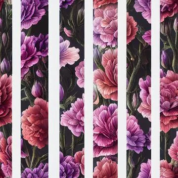 Seamless 3D pattern illustration of a Beautiful summer spring background with tr Stock Illustration