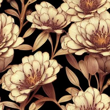 Seamless 3D pattern illustration of a Beautiful summer spring background with tr Stock Illustration