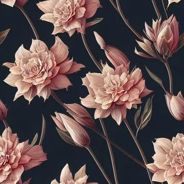 Seamless 3D pattern illustration of a Beautiful summer spring background with tr Stock Illustration