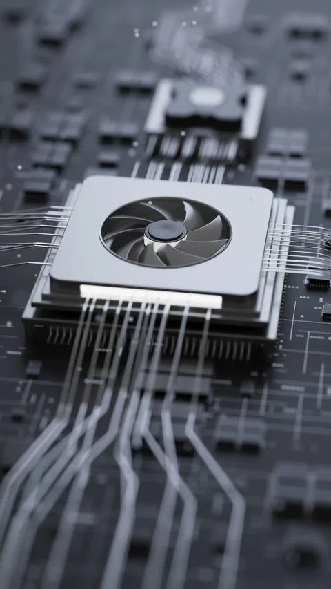 Seamless 3D processor animation with electronic circuits Stock Footage 344160524