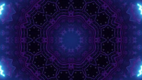 Seamless 3d rendering of a blue motion graphics background with mandala patterns Illustrazione stock