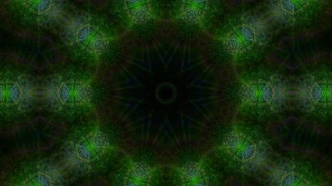 Seamless 3d rendering of a green motion graphics background with mandala pattern Stock Illustration