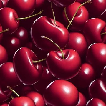 Seamless 3D rendering pattern of delicious cherries Stock Photos