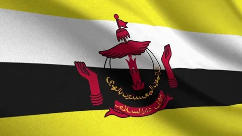 Seamless 3D video of the Brunei flag fluttering in the wind looping Stock Footage 337648553
