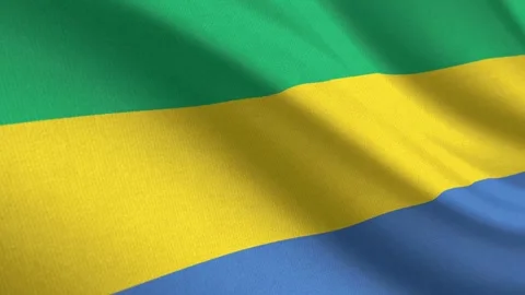 Seamless 3D video of the Gabon flag fluttering in the wind looping Stock Footage 336815120