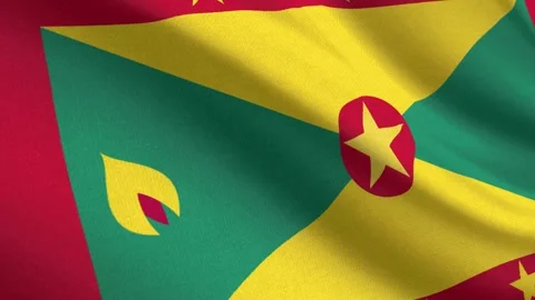 Seamless 3D video of the Grenada flag fluttering in the wind looping Stock Footage 336815122