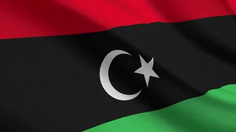 Seamless 3D video of the Libya flag fluttering in the wind looping Stock-Footage 336815135