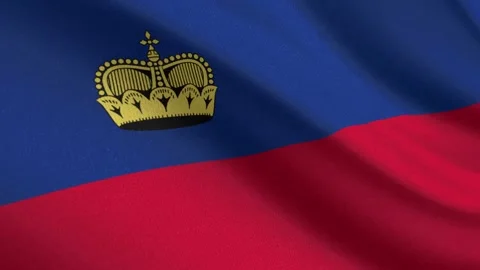 Seamless 3D video of the Liechtenstein flag fluttering in the wind looping Stock Footage 336815136