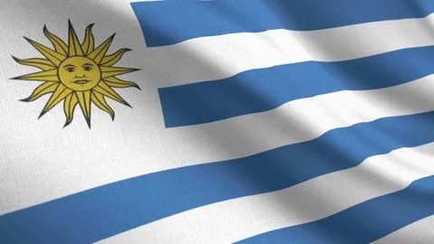 Seamless 3D video of the Uruguay flag fluttering in the wind looping 動画素材 335770281