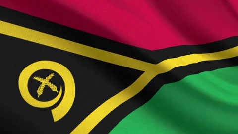 Seamless 3D video of the Vanuatu flag fluttering in the wind looping Stock Footage 337291590