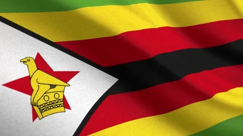 Seamless 3D video of the Zimbabwe flag fluttering in the wind looping Stock Footage 337291617