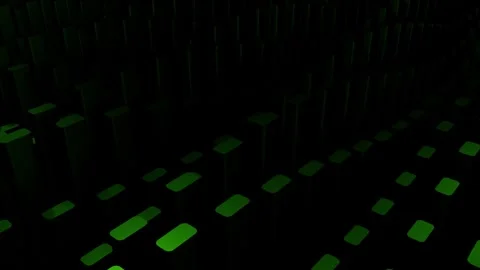 Seamless 4K Abstract Loop: Futuristic Dark Digital Landscape of Glowing Gre.. Stock Footage 326071104
