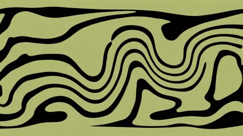 Seamless 4K animation of abstract wavy black shapes flowing over a soft green Stock-Footage 331293766