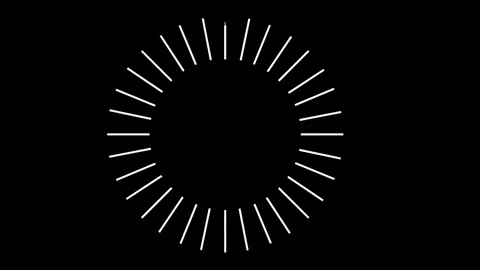 Seamless 4K circular animation on black. Rotating ring of small white bars cr Видео 333272011