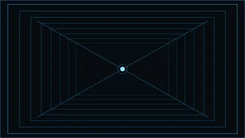 Seamless 4K Cyber Wireframe Data Tunnel Infinite Perspective Looping Video Stock Footage 347619394