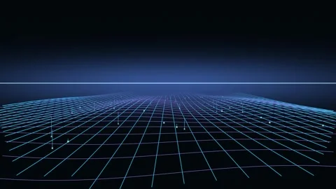 Seamless 4K Cyber Wireframe Terrain Data Grid Looping Background Stock Footage 347615409