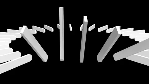 A seamless 4K loop showing 3D white bars (like rectangular fingers) in a circ Video stock 333272021