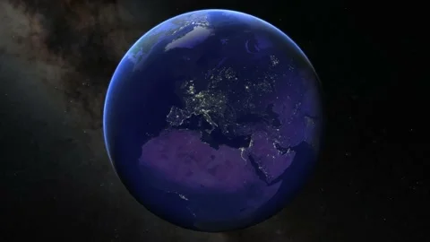 Seamless 4k loop of time lapse over central Europe with illuminated city lights Stock Footage 131543767