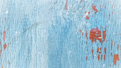 Seamless 4K looping vertical movement across weathered blue painted wood with Stock Footage 344121013