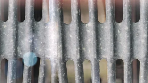 Seamless 4K looping vertical movement across a weathered corrugated metal Stock Footage 344125023