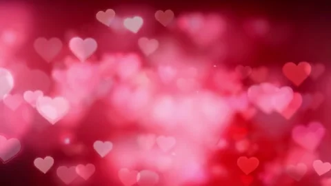 Seamless 4k red, pink, and white hearts background with soft bokeh lights. Stock Footage 300324094