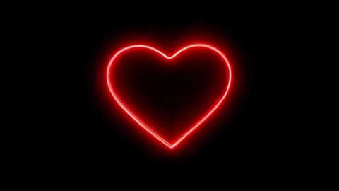 Seamless 4k single neon red heart on a black background. Stock Footage 300324039