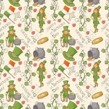 Seamless 7 pattern illustration for design on the Irish theme of St Patricks Stock Illustration